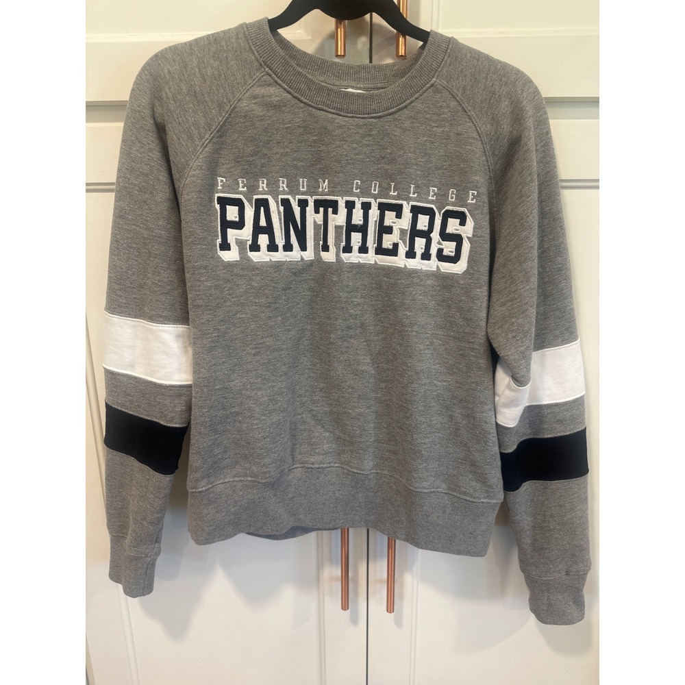 Champion Ferrum College Panthers Gray Crewneck Sweatshirt Womens Large Raglan VA